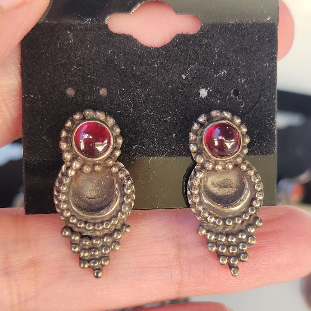 9 Pairs Sterling Vintage Amber Earrings Lot Bundle Estate Set - Picture 7 of 12